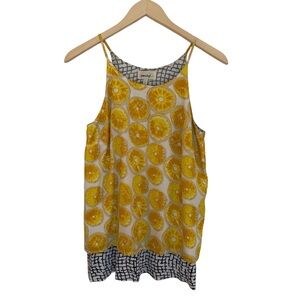 Porridge by Anthropology Top Lemon Citrus Patterned‎ Yellow White Size XS
